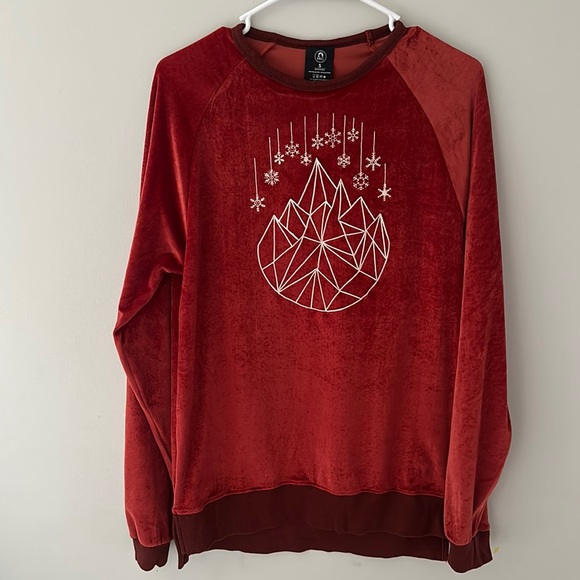 Rags to Raches red velour snowflake geostar sweatshirt adult size small women’s - Picture 1 of 7